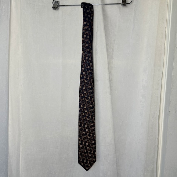 Men’s Silk Tie Haines & Bonner of London Handmade Brown Polka Dot - Picture 4 of 14